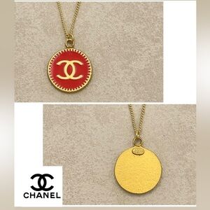 CHANEL CC Logo Gold Tone Necklace